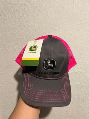 John Deere Gray & Hot Pink Mesh Logo Cap